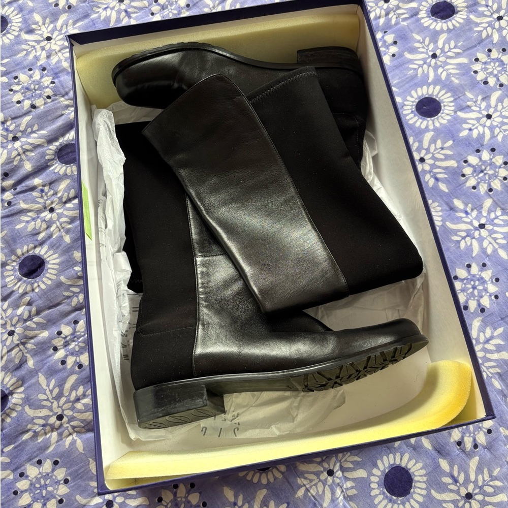 Stuart Weitzman Over the Knee Black Napa Boots Size 8.5 EUC - Picture 2 of 7